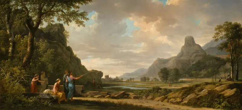 Mount Athos landscape oil painting by Pierre-Henri de Valenciennes