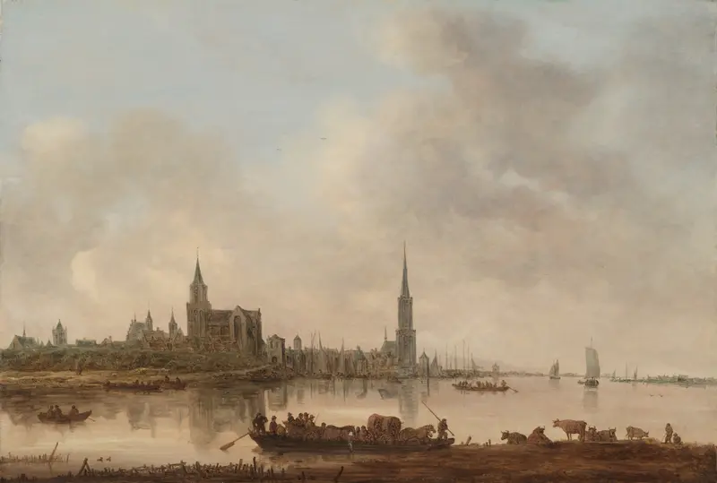 Landscape of View of Emmerich by Jan van Goyen, oil painting, 1645