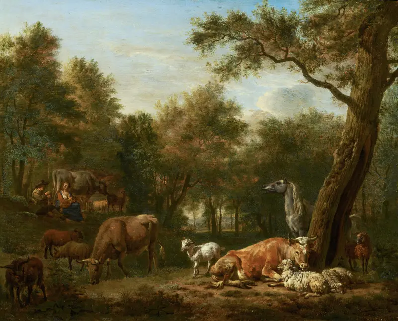 Wooded landscape with cattle, oil on canvas by Adriaen van de Velde