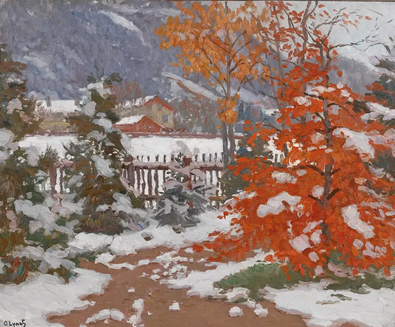 Blick vom Atelier by Carl O'Lynch of Town, oil painting depicting a winter landscape.