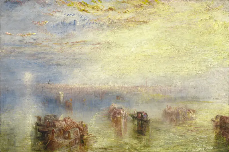 Approach to Venice, oil on canvas by Joseph Mallord William Turner, depicting a sunset over water.