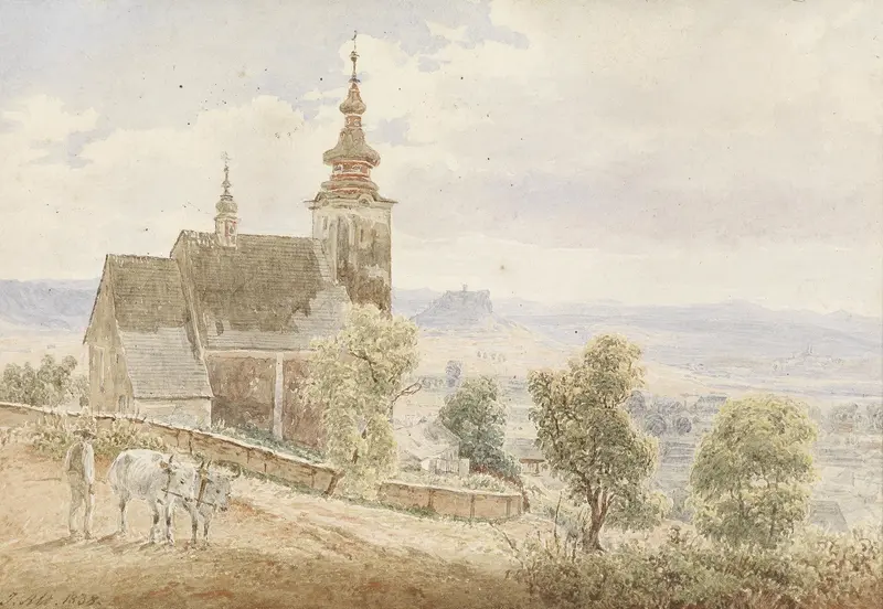 Abstract artwork by Jakob Alt, showcasing vibrant colors and energy, oil painting from 1838.