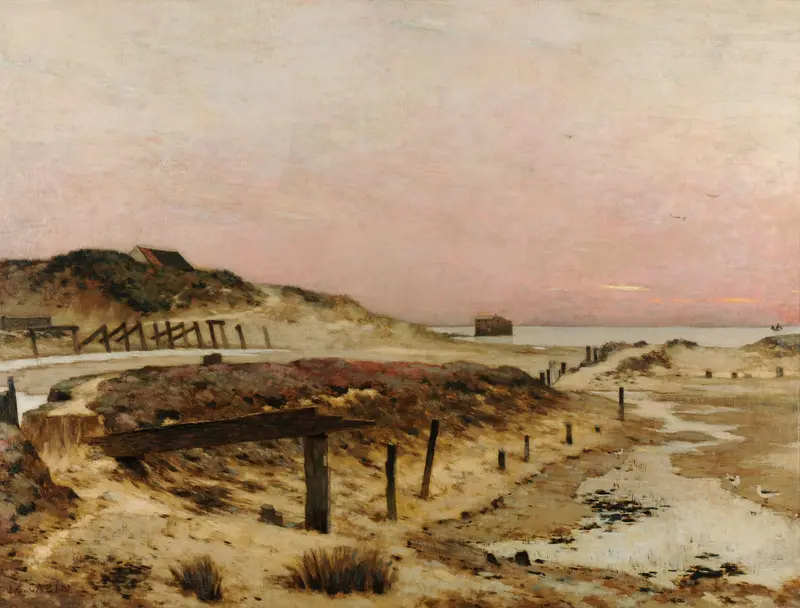 Ruines de l’ancien port de Wimereux by Jean Charles Cazin, oil painting depicting ruins by the sea.