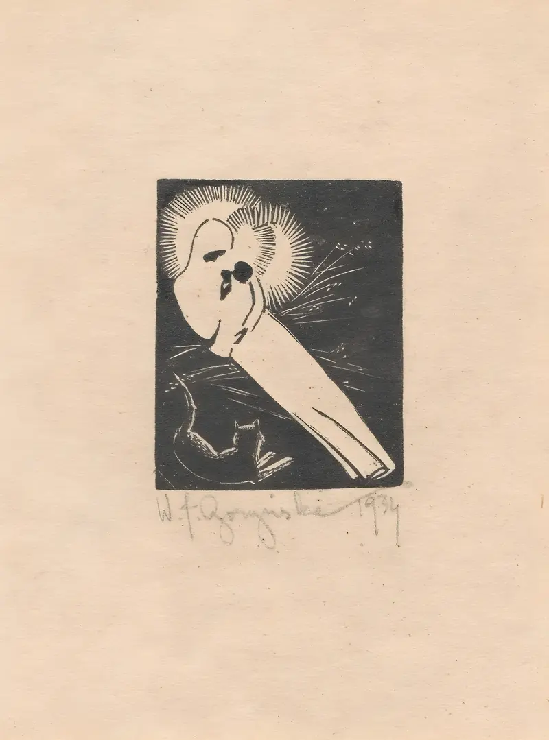 A painting depicting the Madonna with a modern interpretation.