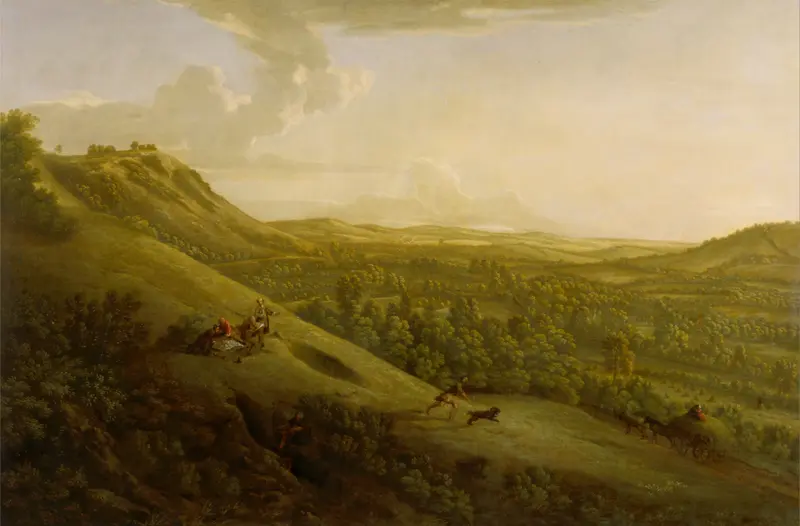 Landscape of Box Hill, Surrey by George Lambert, oil painting