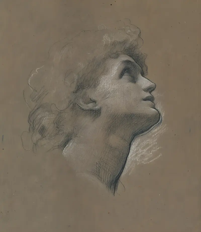 A profile study of a woman by Frederic Leighton.