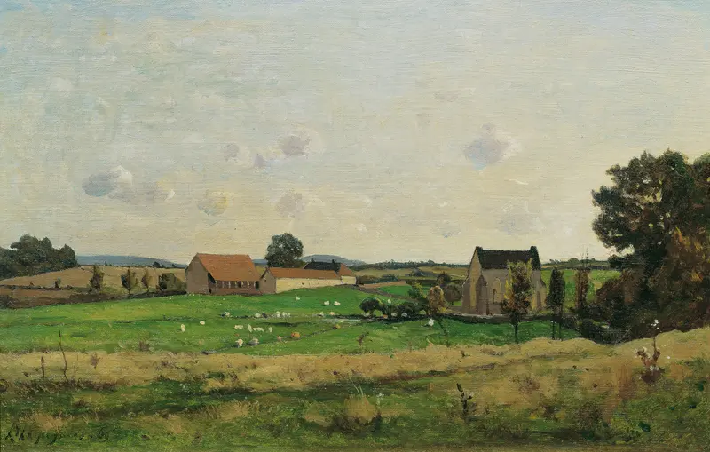 Landscape with greenery and clouds, oil on canvas by Henri-Joseph Harpignies