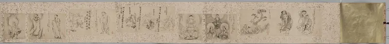 Ink on paper by Kano Tan'yū depicting serene Buddhist deities with delicate brushwork.