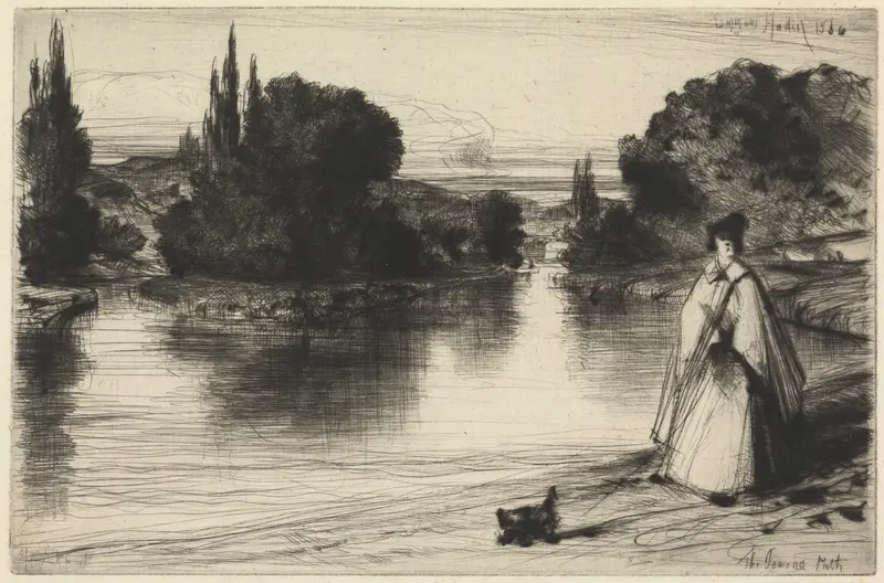 Engraving by Francis Seymour Haden depicting a winding path and horizon.