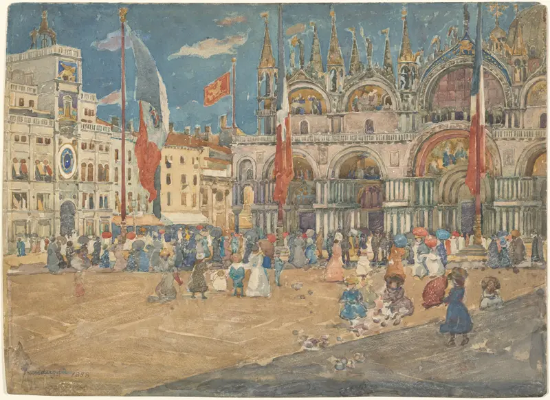 Piazza San Marco by Maurice Prendergast, watercolor on paper