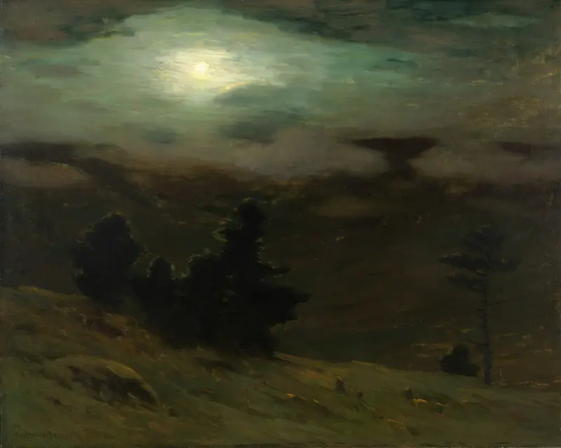 Foggy landscape oil painting by Charles Warren Eaton