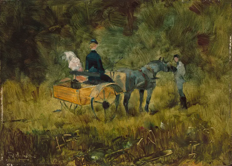 Henri de Toulouse-Lautrec's 'The Trap' captures a lively scene with vivid colors.