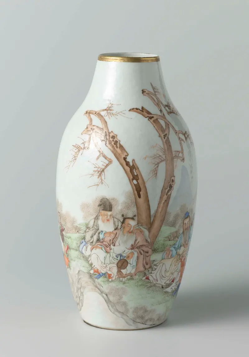 Ovoid vase with Eight Immortals in a landscape, porcelain, Unknown Artist