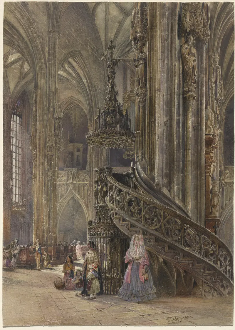 Interior of the Cathedral of Saint Stephen at Vienna, oil painting by Rudolf von Alt