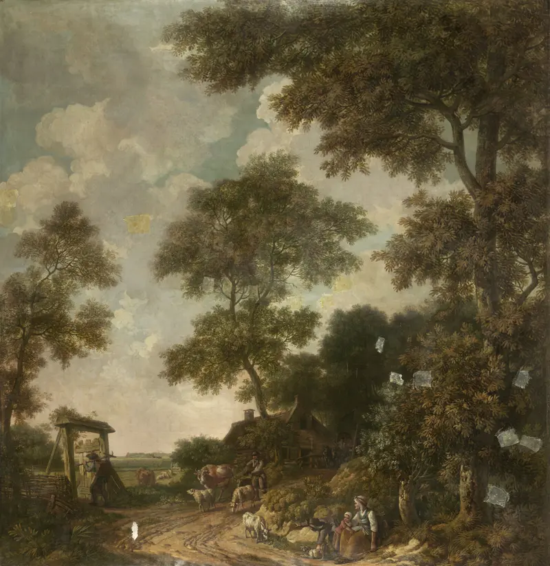 Dutch landscape with a sandy path, oil on canvas by Jurriaan Andriessen