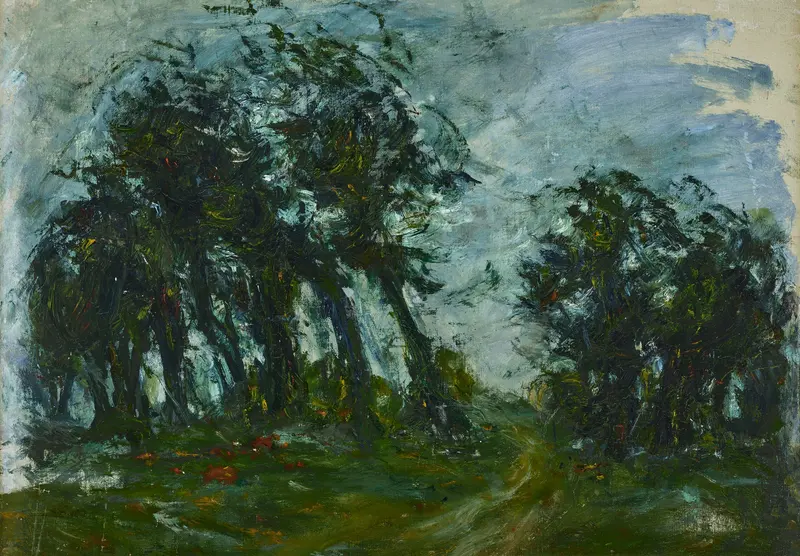 Landscape by Chaïm Soutine, oil on canvas with dynamic brushstrokes and vibrant colors.