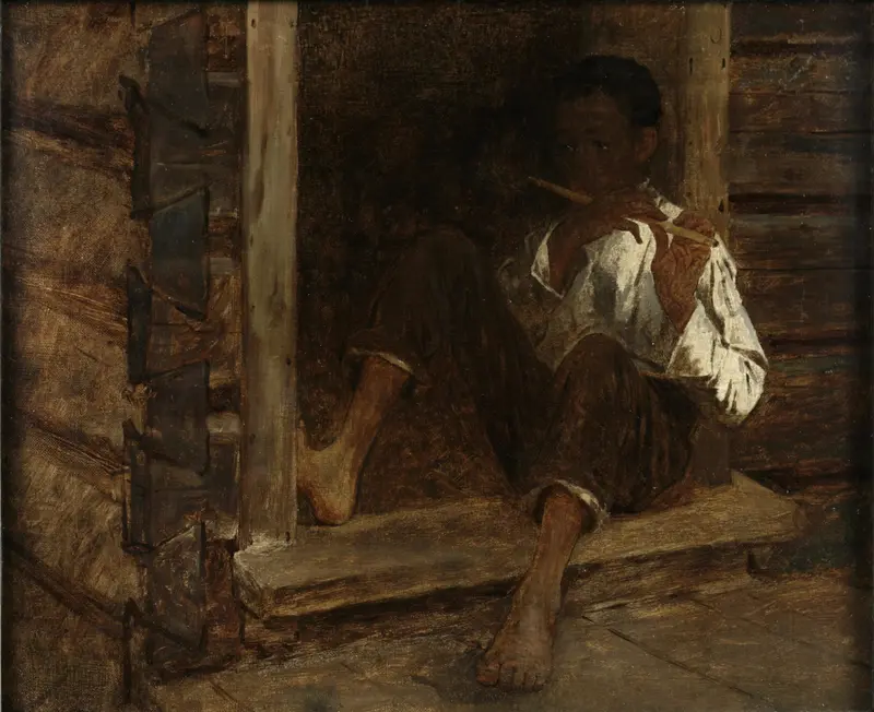 Eastman Johnson's 'Negro Boy' captures a young boy in a thoughtful pose.