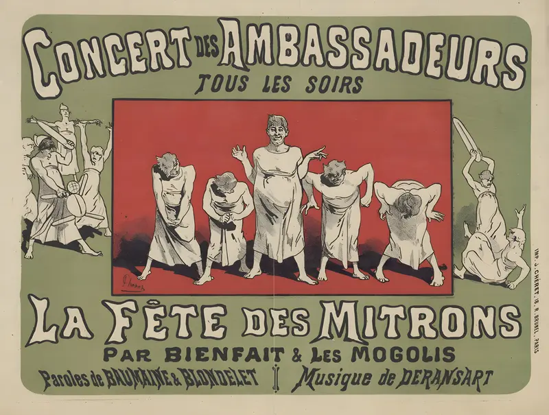 A vibrant poster depicting a lively concert scene.