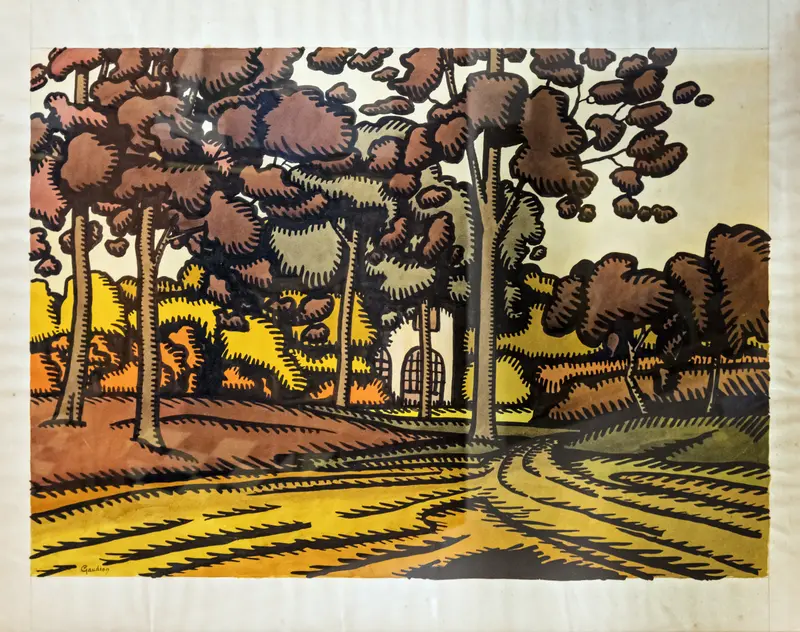 House behind trees, oil on canvas by Georges Gaudion