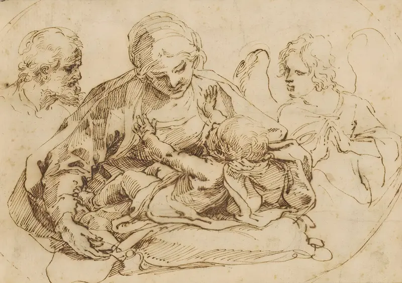 Guido Reni's 'Holy Family with an Angel' features a serene depiction of the Holy Family.
