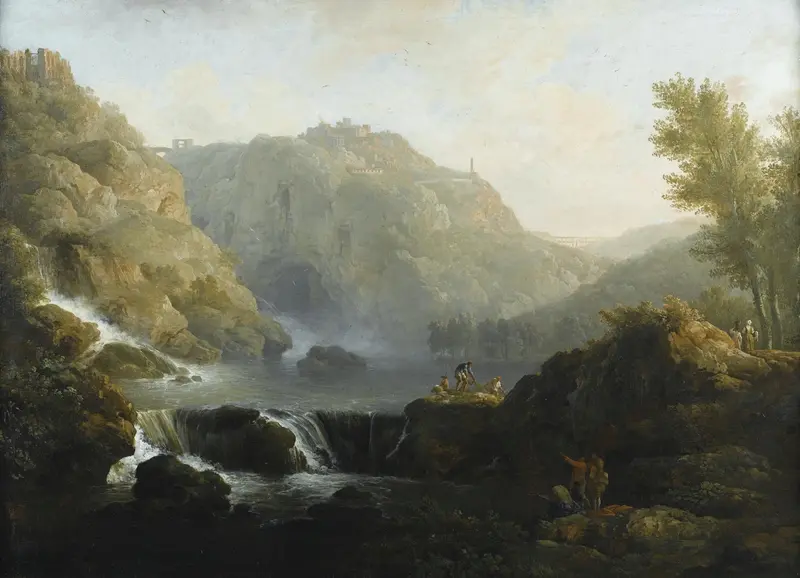 Landscape with figures near a cascade, oil painting by Claude-Joseph Vernet