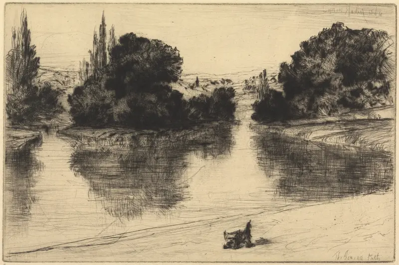 The Towing Path – Hampton Court, engraving by Francis Seymour Haden