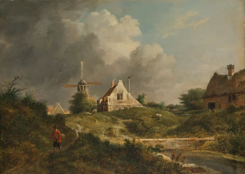 Landscape with a dilapidated wall in Amsterdam by Jan Hulswit, oil painting