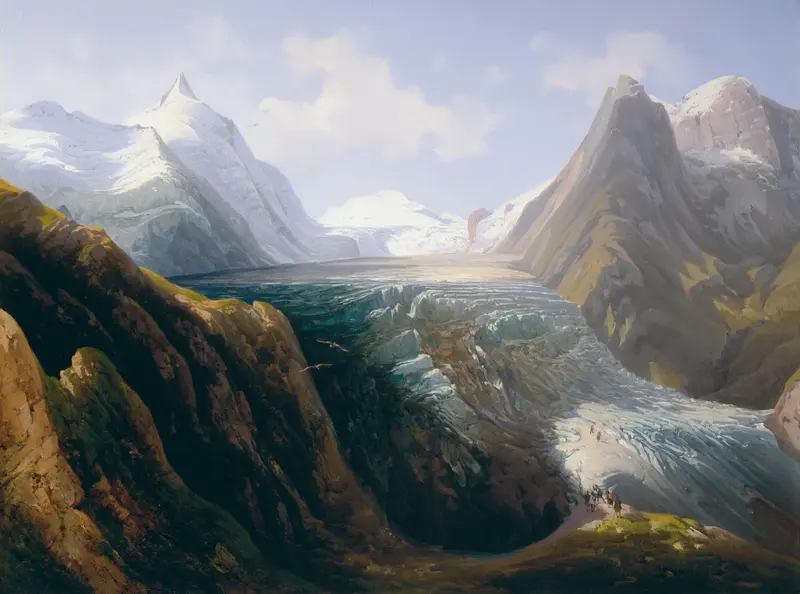 Landscape of Der Großglockner with the Pasterze glacier by Thomas Ender, oil painting