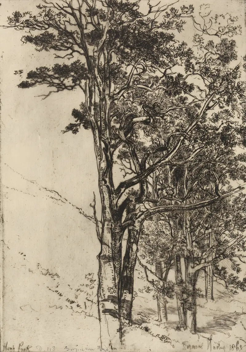 Landscape with greenery and sky, oil painting by Francis Seymour Haden