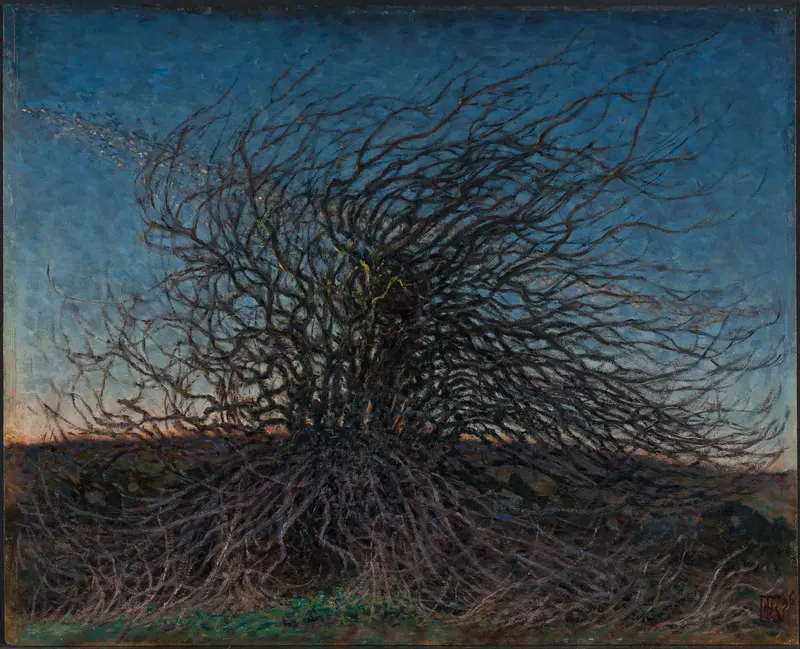 Vårafton by Nils Kreuger, an impressionist landscape depicting a spring evening in soft pastels.