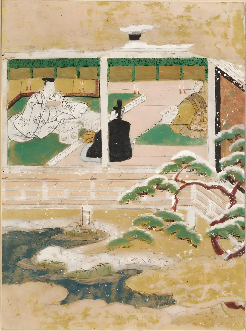Ethereal figure in flowing robes, gold medium by Tosa Mitsunobu