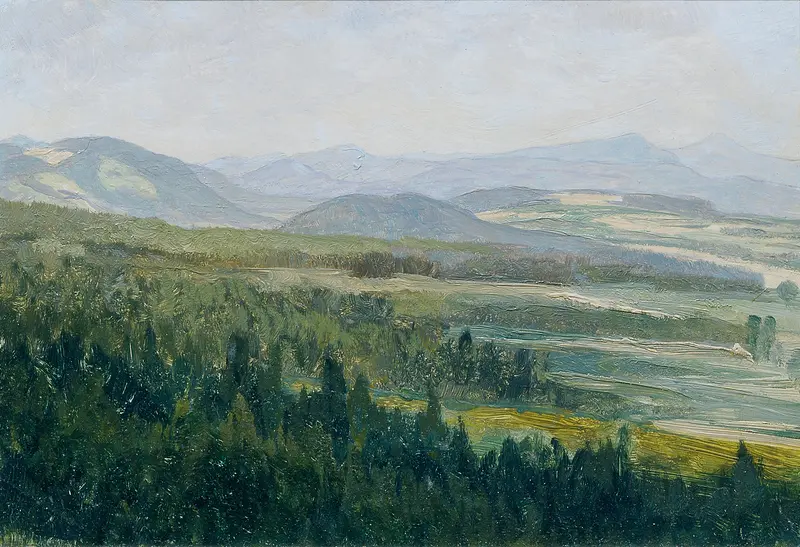 Landscape of Böhmisches Mittelgebirge by Ferdinand Engelmüller, oil painting