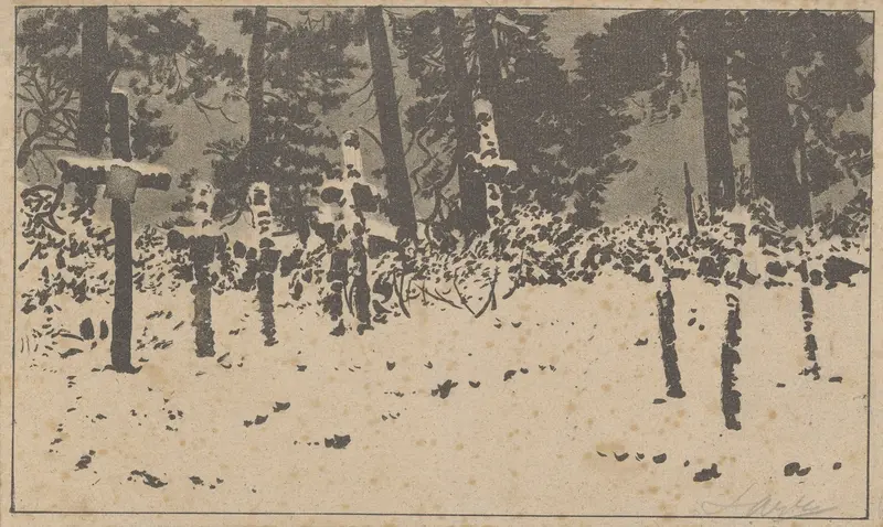 Cemetery in Vowchick by Leon Wyczółkowski, oil on canvas depicting a serene landscape.