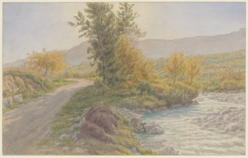 Landscape with river and greenery by Henri Rivière, Impressionism