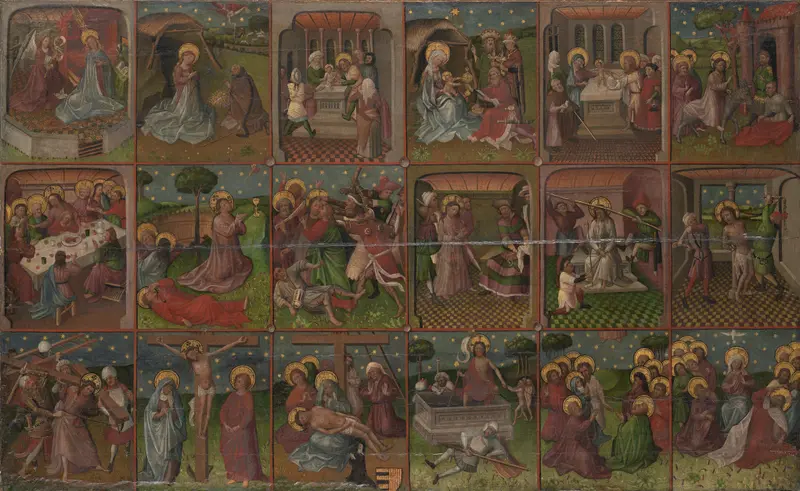 Eighteen scenes depicting the life of Christ, oil on canvas by Unknown Artist