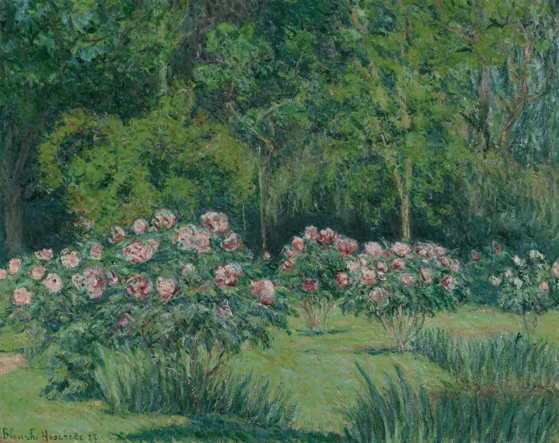 Vibrant garden scene in oil on canvas by Blanche Hoschedé-Monet