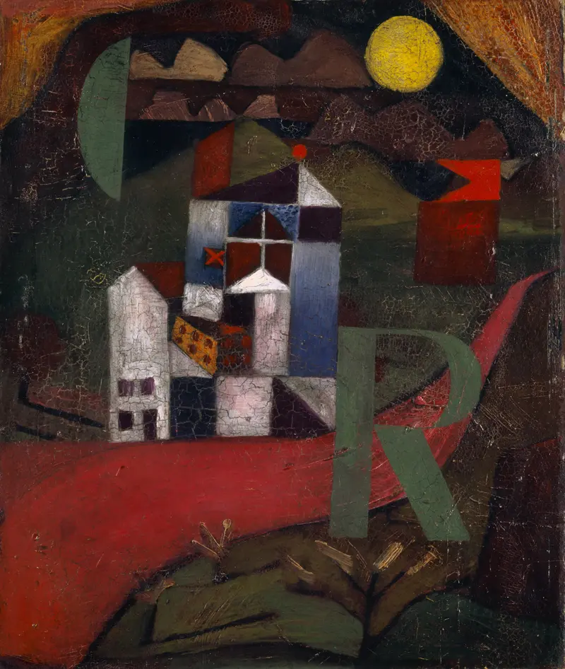 Paul Klee's 'Villa R' features a unique architectural composition.