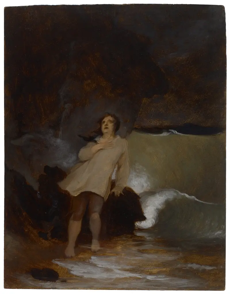 Thomas Sully's 'The Shipwreck of Robinson Crusoe' depicts a dramatic maritime scene.