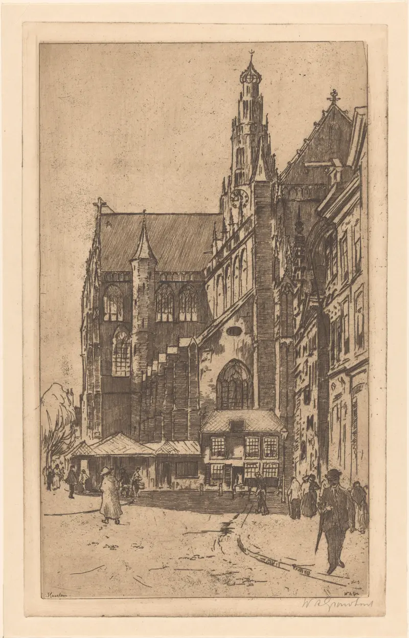 Haarlem by Willem Adrianus Grondhout, oil on canvas depicting a serene Dutch city landscape.