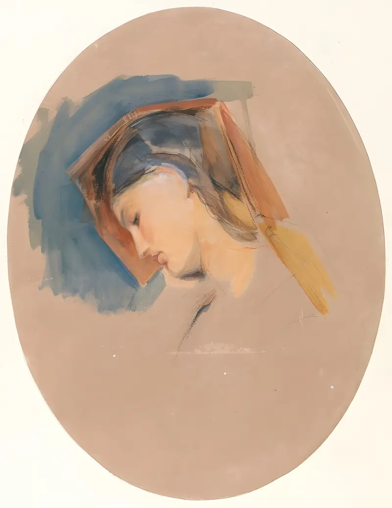 A captivating portrait of a young woman by John Frederick Lewis.