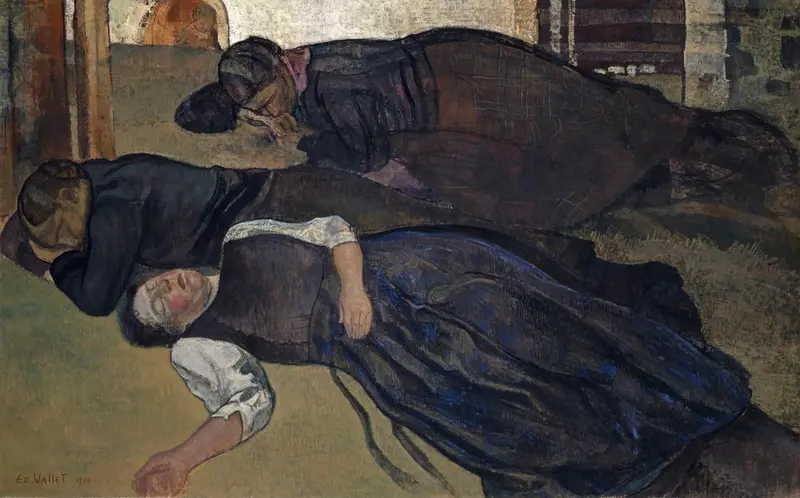 A serene depiction of women resting, showcasing the artist's attention to detail.