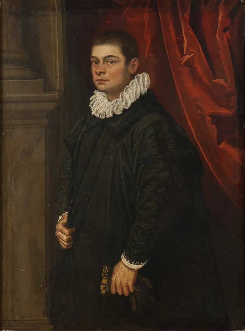 Portrait of a young man, possibly G. Pesaro, by Tintoretto, showcasing a direct gaze and composed posture.