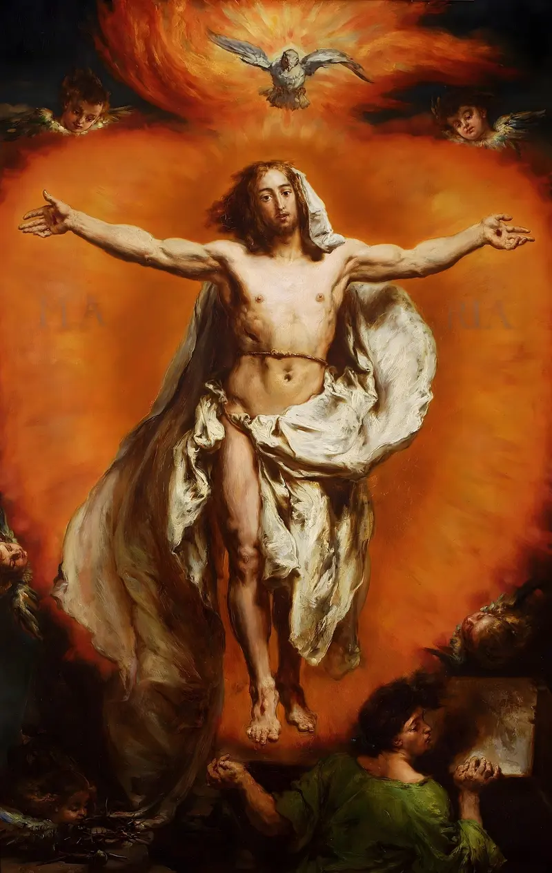 The Ascension of Christ by Jan Matejko depicts Christ rising above the Apostles against a luminous sky.