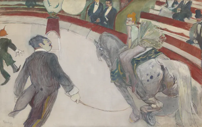 Equestrienne (At the Cirque Fernando) oil painting by Henri de Toulouse-Lautrec featuring a rider on a horse.