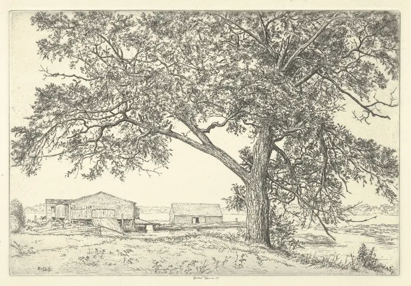 Tide Mill by Ernest Haskell, Impressionism, depicting a serene landscape with water and shore.