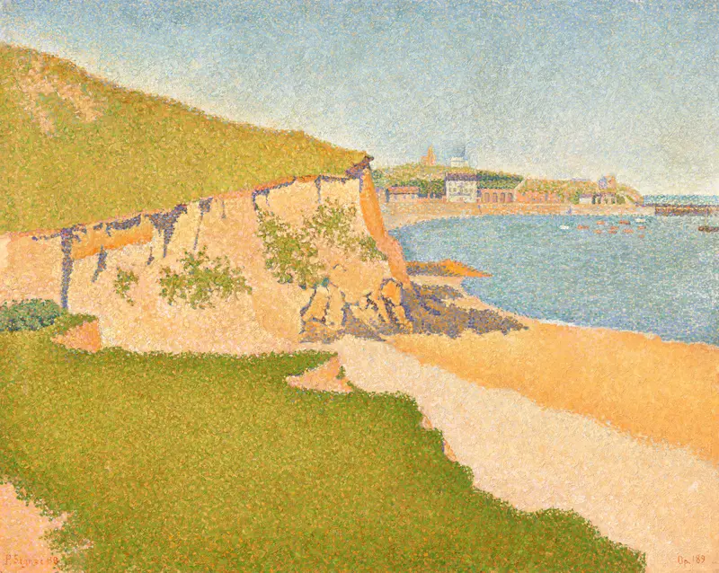 Marine scene with sunlight on water, oil on canvas by Paul Signac
