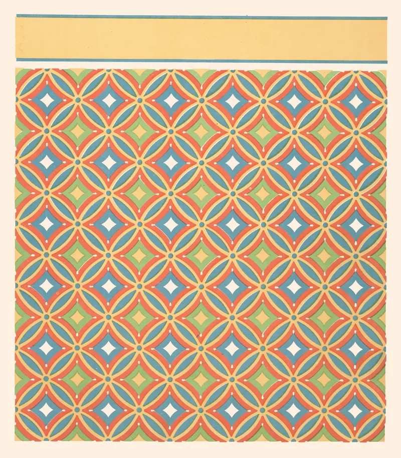 Fresco by Gustave Jéquier featuring geometric shapes and allegorical themes