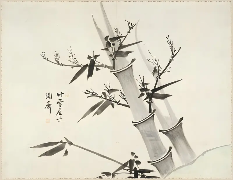 Two stalks of bamboo in spring, Korean traditional, by Chuk-sŏl, paper