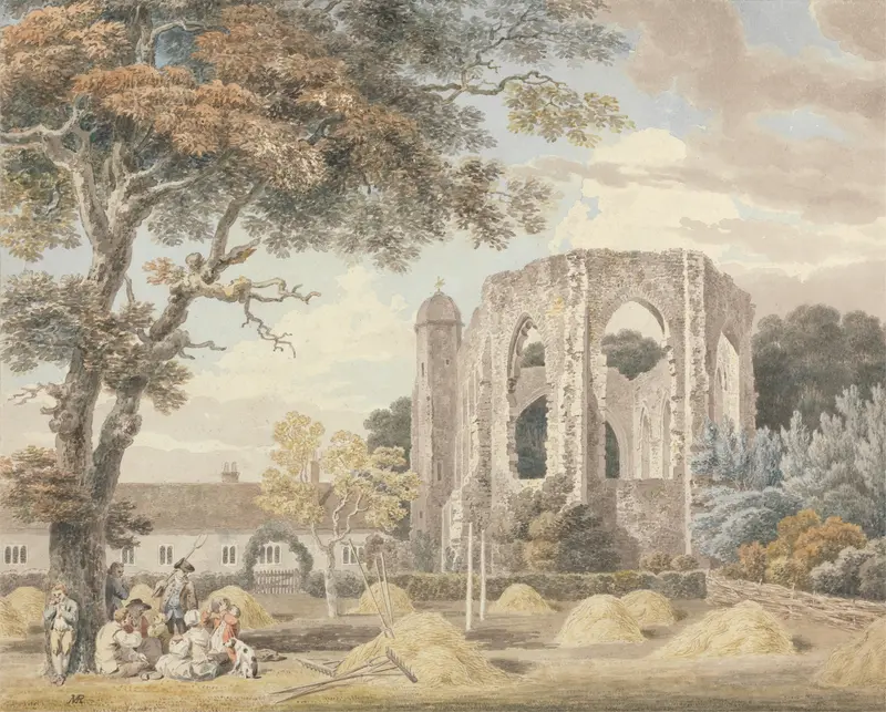 The Chapel of the Greyfriars Monastery, watercolor on paper by Michael Angelo Rooker