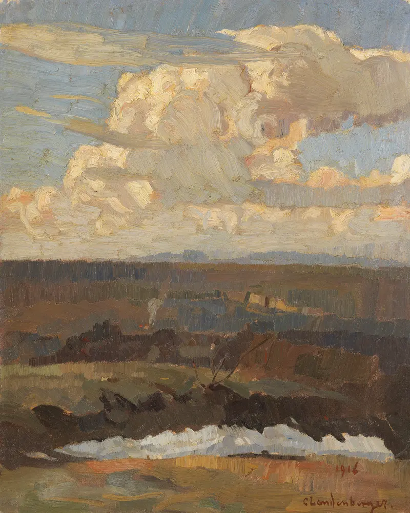 Landschaft by Christian Landenberger, expressionism, depicting gentle hills and soft colors